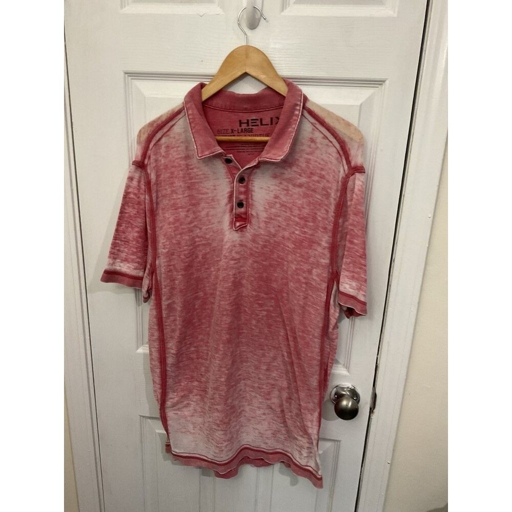 Helix Red Washed Polo Shirt - Size X-Large